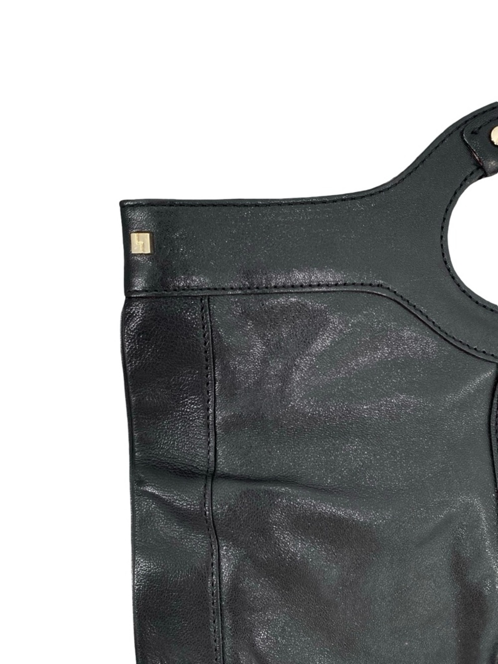 Gwen Stefani L.A.M.B Vintage Black Leather Convertible Clutch To Tote Handbag - Picture 3 of 11